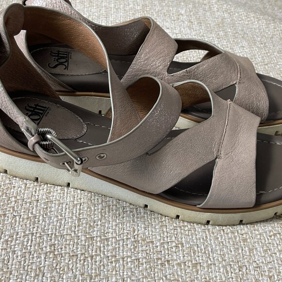 SOFFT Women's Sandal Sofft Bali anthracite metallic silver leather shoe size 9M - Picture 2 of 8